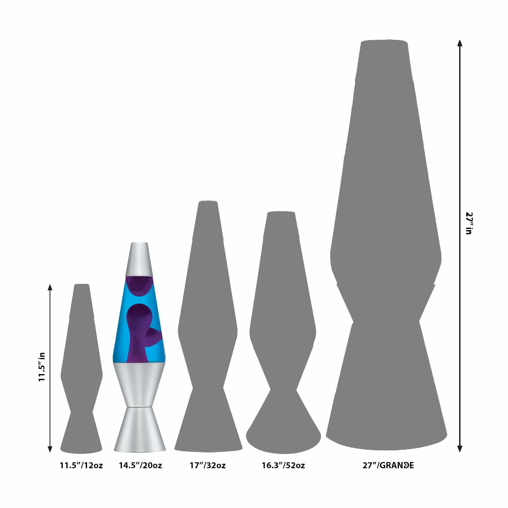 14.5" LAVA� Lamp - Purple/Blue/Silver Size Comparison