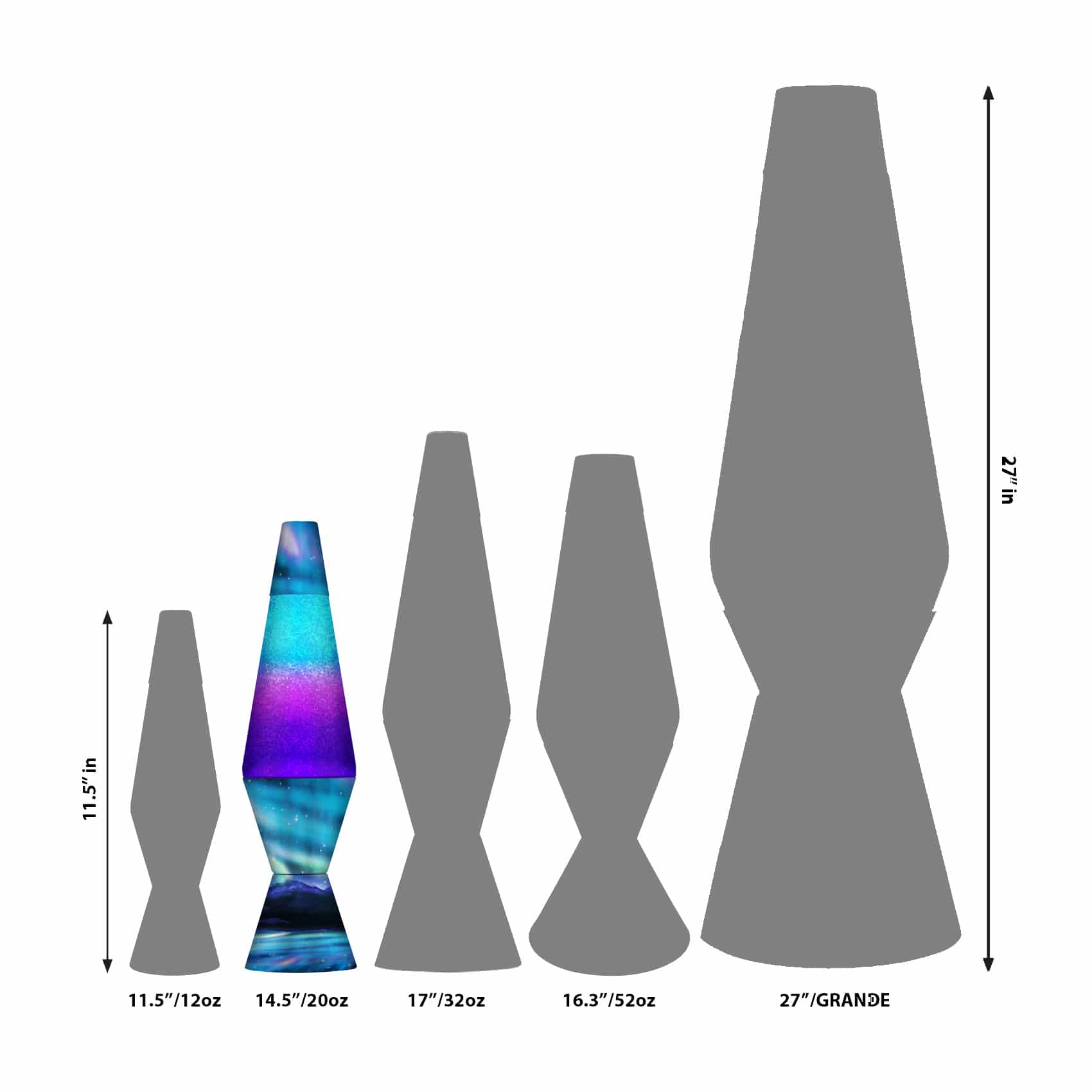 14.5" LAVA� Lamp Colormax Northern Lights - Glitter size comparison