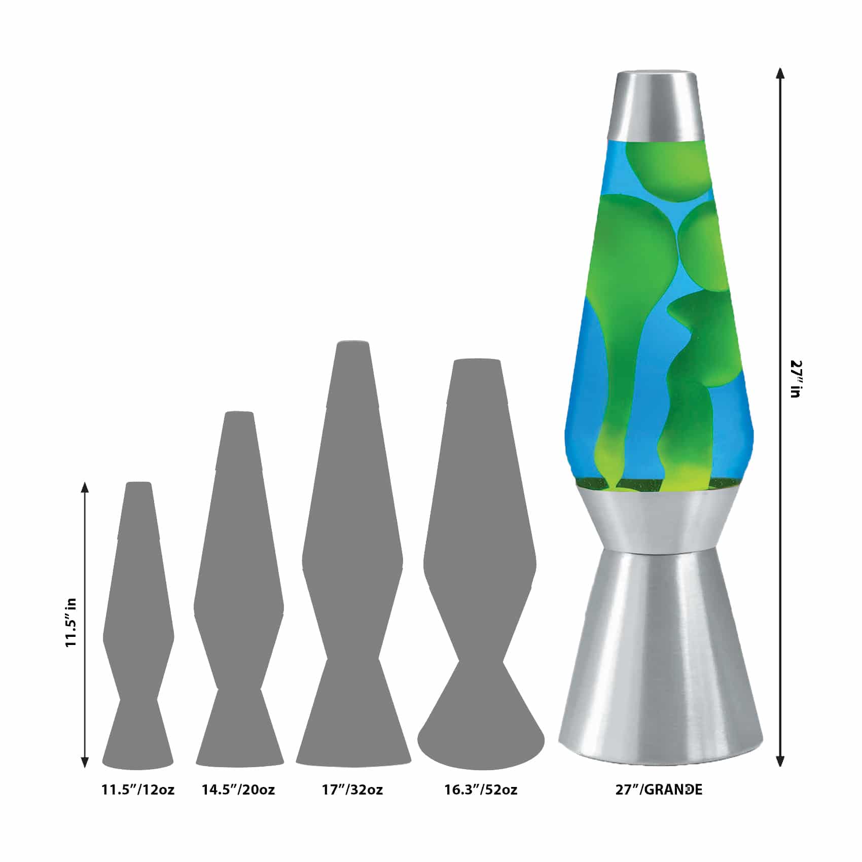 27" LAVA� Lamp Grande - Yellow/Blue/Silver Size Comparison